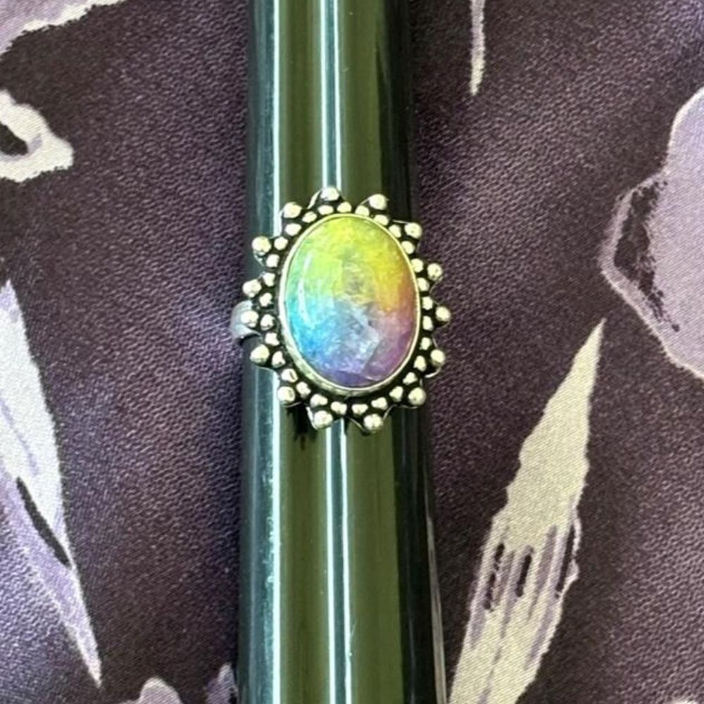 Genuine Rainbow Solar Quartz Ring